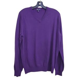 J Crew Mens Medium Italian Merino wool V-neck sweater Purple Fine Lightweight